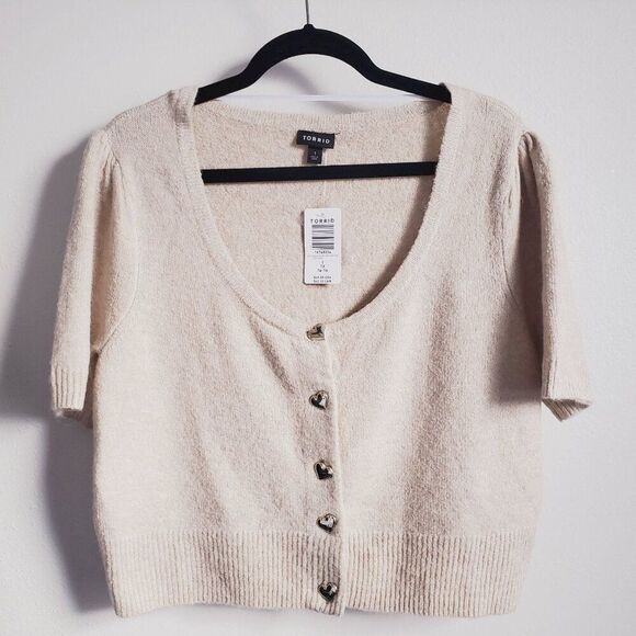 Torrid Vegan Cashmere Cardigan Button- Front Cropped Sweater Size 1X (14-16) NWT - Picture 13 of 16